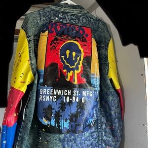 Multicolored Greenwich jacket by “Reason Brand” with graphic detail